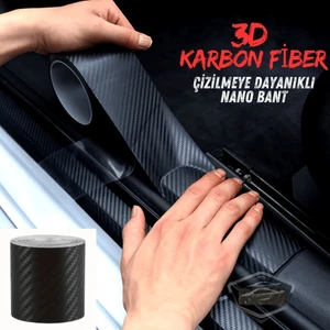 3D Karbon Premium Orj Tampon Çamurluk Bagaj Kapı Eşiği Ön Göğüs Koruyucu Şerit Eşik Koruma Bandı 11CMENI 2metre