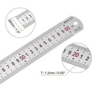 60CM ( 24 Inch ) - Çift Taraflı Paslanmaz Çelik Metal Cetvel - Kalınlık 1mm