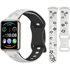 Huawei Watch Fit 2 Ile Uyumlu Floraflex Çiçek Desenli Silikon Kordon