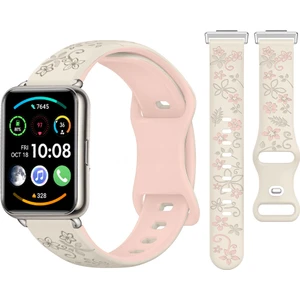 Huawei Watch Fit 2 Ile Uyumlu Floraflex Çiçek Desenli Silikon Kordon