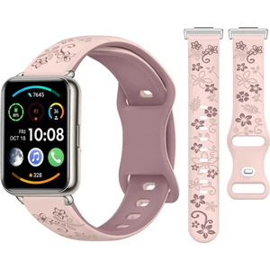 Huawei Watch Fit 2 Ile Uyumlu Floraflex Çiçek Desenli Silikon Kordon