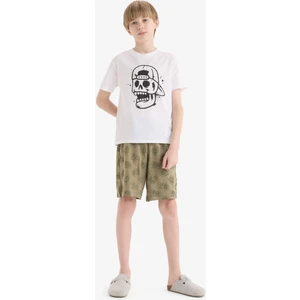 Erkek Çocuk Pijama Takımı Baskılı Kısa Kollu Üst Beli Lastikli Şort E0019A825SM