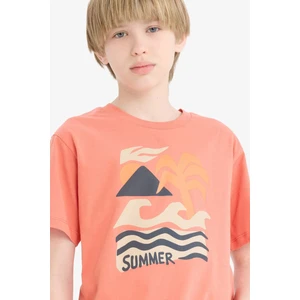 Erkek Çocuk Bisiklet Yaka Baskılı Kısa Kollu Tişört