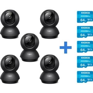 Tapo C211 2k 3mp Yatay ve Dikey Ev Güvenliği Wi-Fi Kamerası + Kioxia 64GB Exceria Microsdxc 5'li Paket