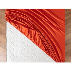 Madame Coco Ciel King Size Plus %100 Pamuk Lastikli Saten Çarşaf - Turuncu