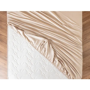 Madame Coco Ciel King Size Plus %100 Pamuk Lastikli Saten Çarşaf - Bej
