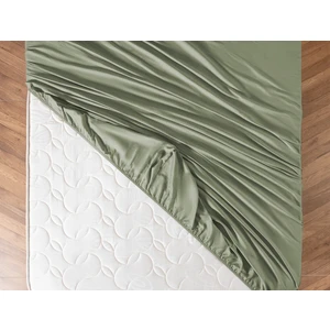 Madame Coco Ciel Çift Kişilik %100 Pamuk Lastikli Saten Çarşaf - Haki