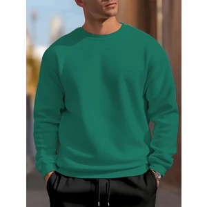 Erkek Nefti Yeşili Oversize Bisiklet Yaka Sweatshirt