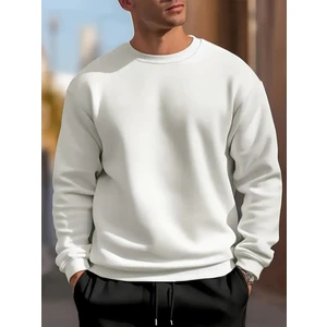 Erkek Krem Oversize Bisiklet Yaka Sweatshirt