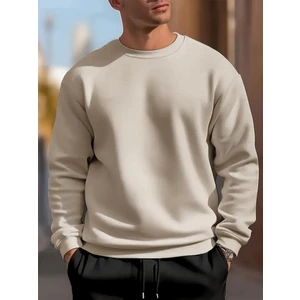 Erkek Bej Oversize Bisiklet Yaka Sweatshirt