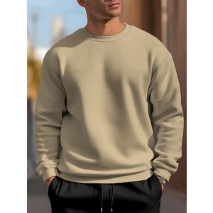 Erkek Vizon Oversize Bisiklet Yaka Sweatshirt