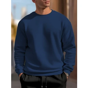 Erkek Lacivert Oversize Bisiklet Yaka Sweatshirt