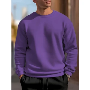 Erkek Mor Oversize Bisiklet Yaka Sweatshirt