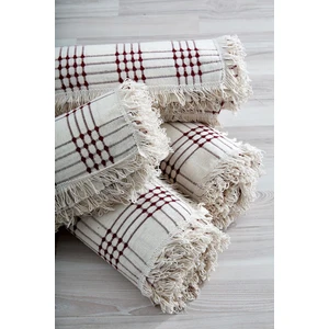 Pamuklu Buldan Işi Dört Tarak Bordo Renk Koltuk- Çekyat Örtüsü 180X350 cm