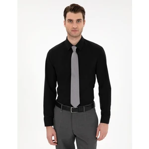 Pierre Cardin Erkek Siyah Regular Fit Uzun Kollu Basic Gömlek 50307198-VR046