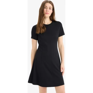 Bisiklet Yaka Basic Düz Kısa Kollu Mini Elbise E8382AX25SP