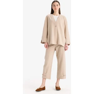 Keten Karışımlı Basic Kısa Paça Harem Pantolon B7506AX25SP