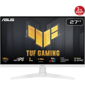 ASUS TUF Gaming VG279Q3A-W 27 inç 180Hz 1ms Full HD Adaptive Sync Fast IPS Beyaz Gaming Monitör