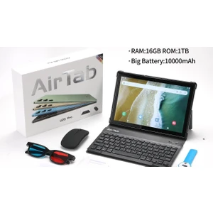Air Tab U25 Pro Tablet, 10.1" Fhd Ekran, Android 13, 16GB Ram, 1tb Rom, 13MP 30MP Kamera, 10000MAH Pil, Klavye ve Mouse