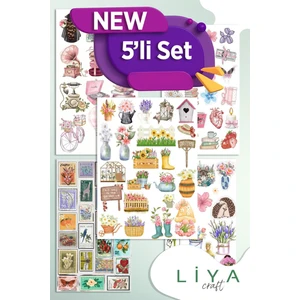 5'li Sevimli Sticker Vintage Girl Kadın Set Ajanda Bullet Journal Için Uygun Set