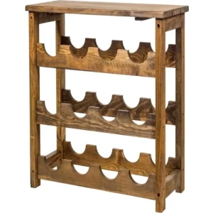 World of Wood Ahşap Eskitme 3 Katlı Şaraplık ve Şişelik Şarap Rafı Mini Bar Raf