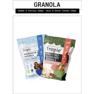 Badem Vanilya ve Proteinli Glutensiz Kaju Keten Tohumu granola Paketi x2