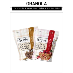 Yer Fıstığı Kakao ve Çilek Hibiskus granola Paketi x2