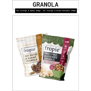 Yer Fıstığı Kakao ve Proteinli Glutensiz Yer Fıstıklı Kinoa Patlaklı Granola Paketi x 2