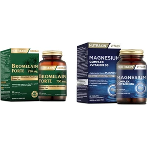 Bromelain Forte 750 Mg 60 Tablet  + Nutraxin Magnesium Complex Vitamin B6 60 Tablet