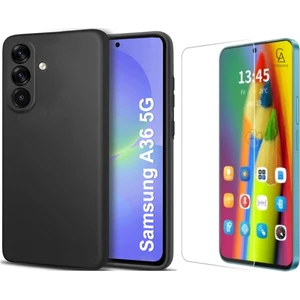 Samsung Galaxy A36 Uyumlu Kılıf Esnek Silikon Telefon Kılıfı ve Temperli Cam Ekran Koruyucu