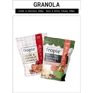 Çilek Hibiskus ve Proteinli Glutensiz Kaju Keten Tohumu granola Paketi x2