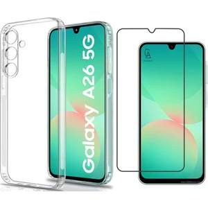 Samsung Galaxy A26 Uyumlu Kılıf Esnek Silikon Telefon Kılıfı ve Temperli Cam Ekran Koruyucu