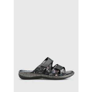 Siyah Deri Kadın Konfor Terlik