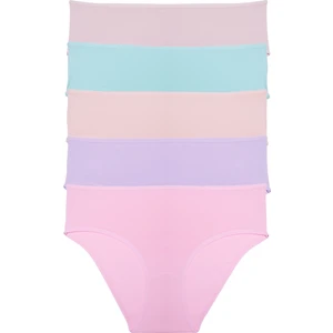 Kadın Külot Yüksek Bel Bikini 5 Li Paket Pamuklu Likralı Somon
