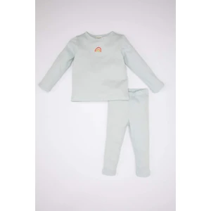 Kız Bebek Nakışlı Uzun Kollu Fitilli Kaşkorse Pijama Takımı B9239A524SP