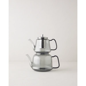 Odin Borosilikat Cam Çaydanlık 600-1200 ml Gri