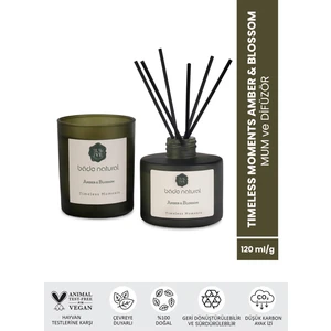 Bade Natural Timeless Moments Amber & Blossom Soya Mumu ve Çubuklu Oda Kokusu