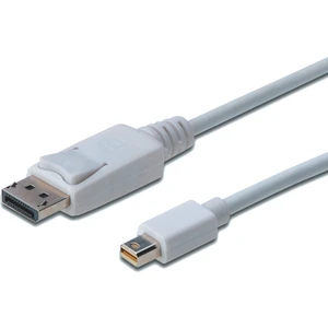 Displayport Bağlantı Kablosu, Dp Erkek - Mini Dp Erkek, 2 Metre, Kilit Mekanizmalı, Dp 1.1A Uyumlu, Ul, Beyaz Renk