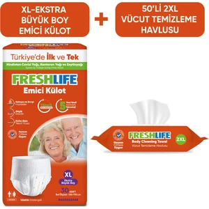 Xlarge Emici Külot Bez 30 Adet + 2XL Vücut Temizleme Havlusu 50 Yaprak