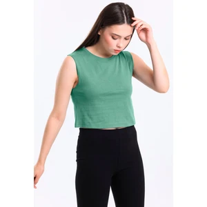 Kadın Çağla Renk Crop Fit Basic Atlet