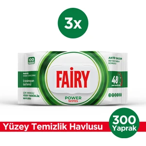 Power Wipes Yüzey Temizleme Mendili 100 Yaprak 3 Adet | Beyaz Sabun | Beyaz Sirke & Karbonat