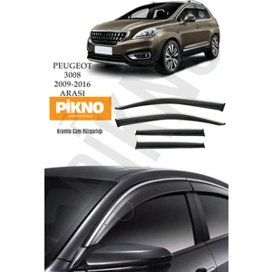 Peugeot 3008 2009-2016 Arası Kromlu Cam Rüzgarlığı 4'lü A+ Plus