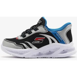 Skechers Meteor-Lights - Brisk-Beams Küçük Erkek Çocuk Gri Işıklı Spor Ayakkabı 403848N Slbk