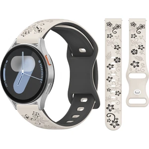 Samsung Galaxy Watch 4 5 Serisi ile Uyumlu Floraflex Çiçek Desenli Silikon Kordon
