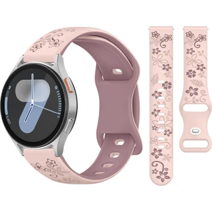 Samsung Galaxy Watch 4 5 Serisi ile Uyumlu Floraflex Çiçek Desenli Silikon Kordon