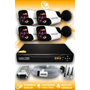 4 Kameralı Panda 4 Dış Kamera Set HDD'siz Full HD Gece Görüşlü Güvenlik Kamerası Sistemi