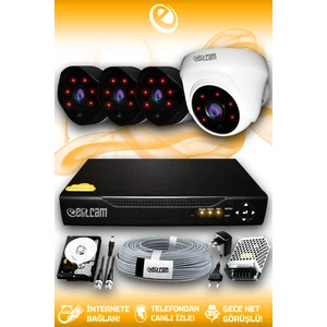 4 Kameralı Uzay 1 İç Kamera Set 320 GB HDD Full HD Gece Görüşlü Güvenlik Kamerası Sistemi