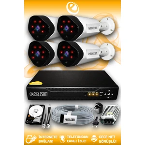 4 Kameralı Uzay 4 Dış Kamera Set 1 TB HDD Full HD Gece Görüşlü Güvenlik Kamerası Sistemi