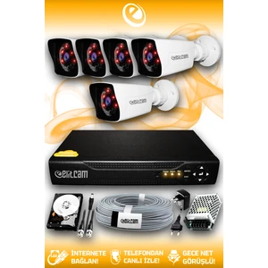 5 Kameralı Kare 5 Dış Kamera Set 500 GB HDD Full HD Gece Görüşlü Güvenlik Kamerası Sistemi