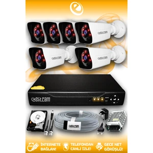 6 Kameralı Kare 6 Dış Kamera Set 320 GB HDD Full HD Gece Görüşlü Güvenlik Kamerası Sistemi